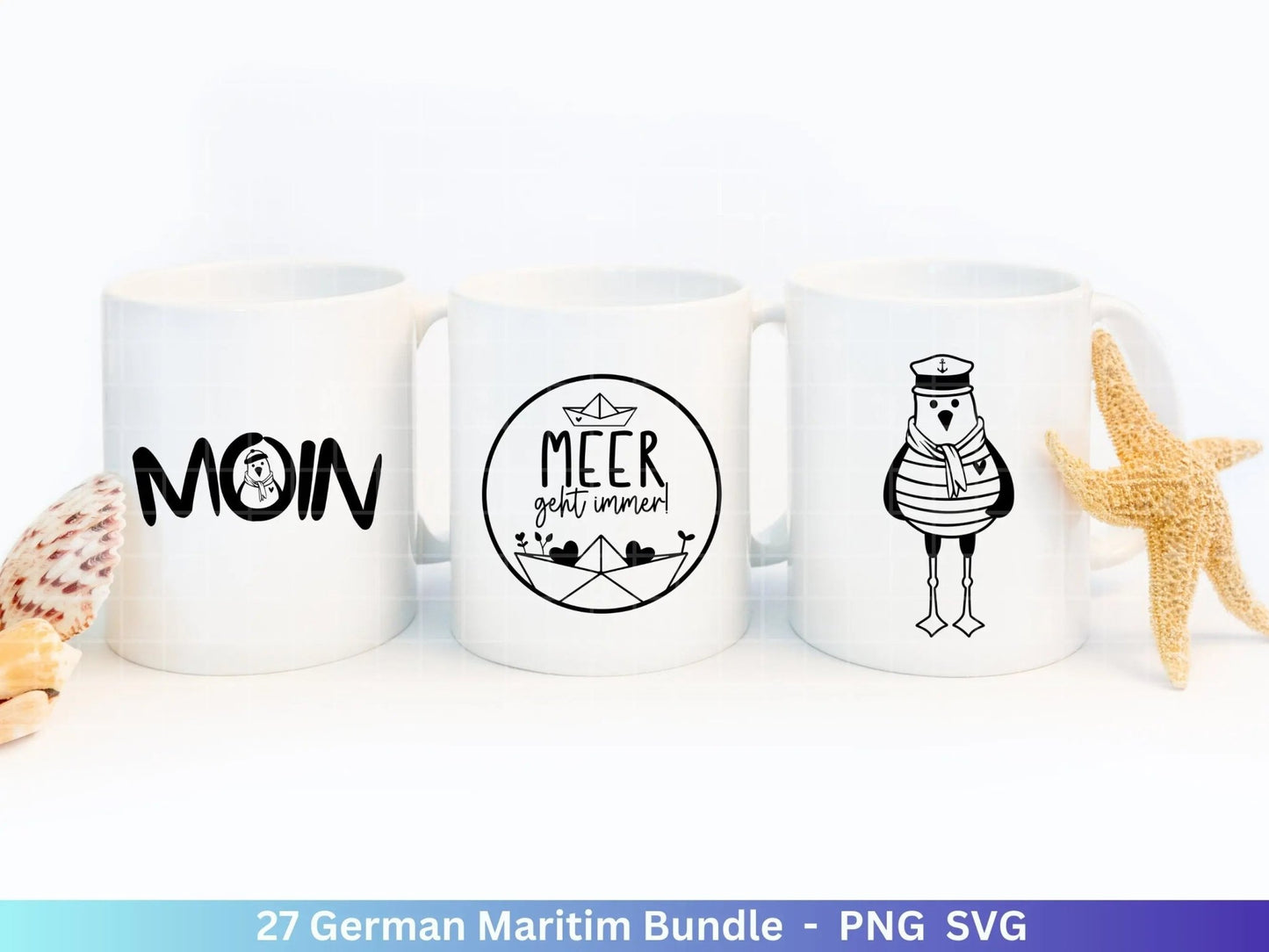 German Nautical Bundle - Moin Plotterdatei - Maritim svg - Nautical Clipart - Leuchtturm svg - Möwen svg - Wilkommen im Norden svg - Cricut