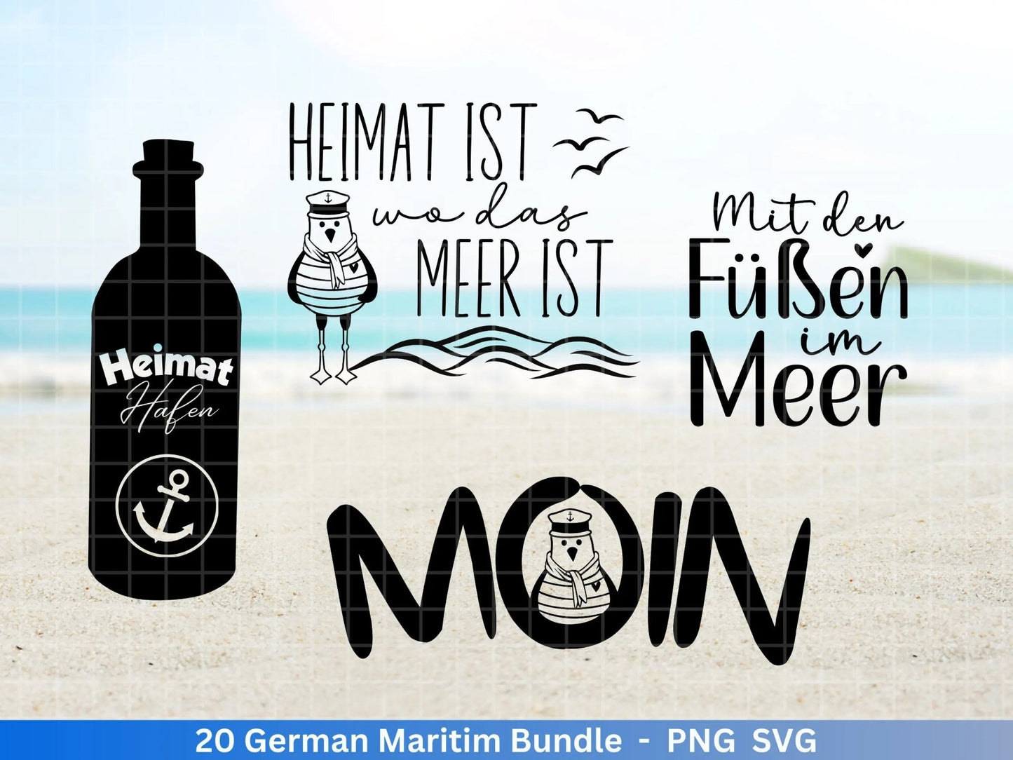 German Nautical Bundle - Moin Plotterdatei - Maritim svg - Nautical Clipart - Leuchtturm svg - Möwen svg - Wilkommen im Norden svg - Cricut