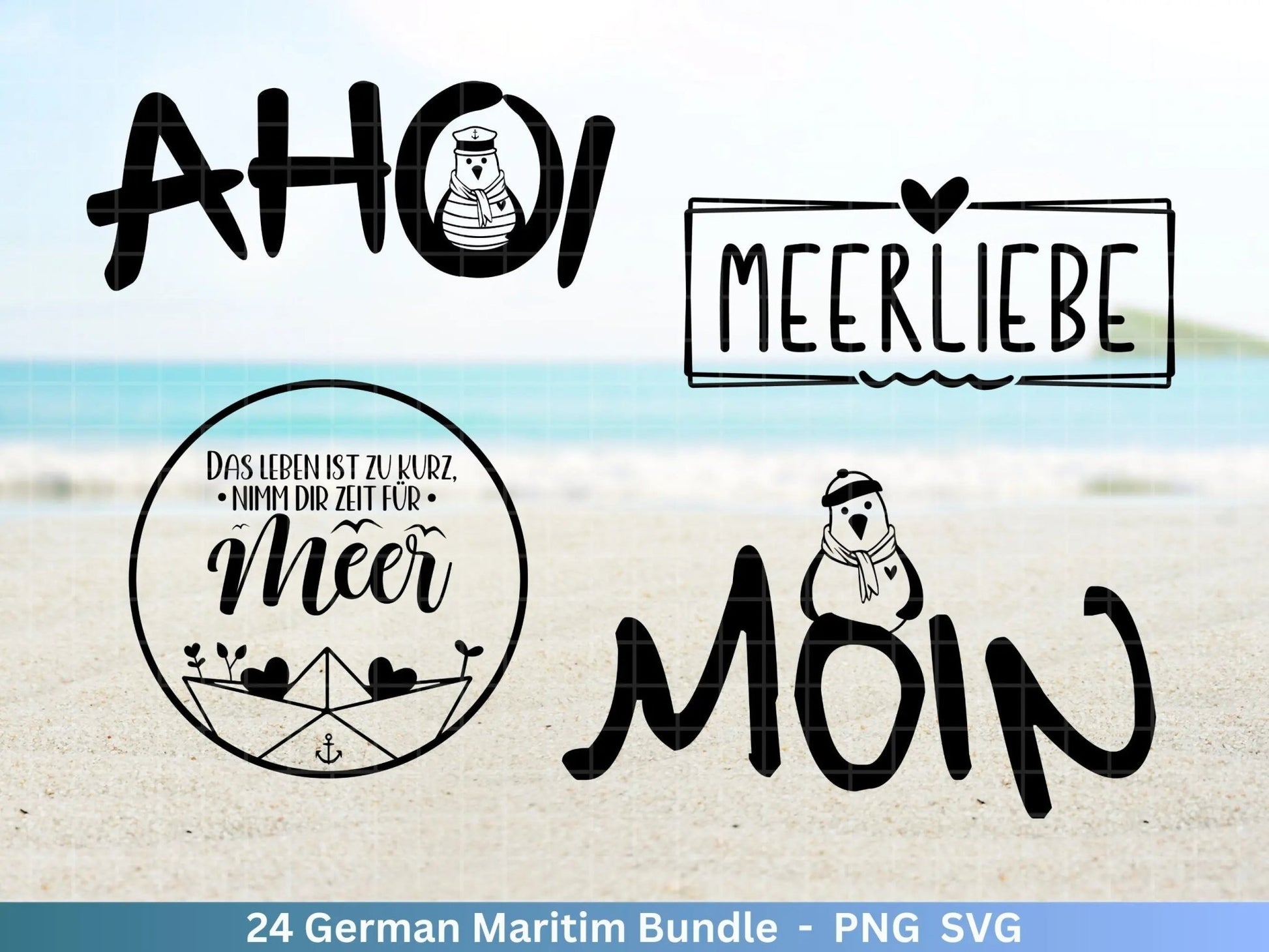 German Nautical Bundle - Moin Plotterdatei - Maritim svg - Nautical Clipart - Leuchtturm svg - Möwen svg - Wilkommen im Norden svg - Cricut