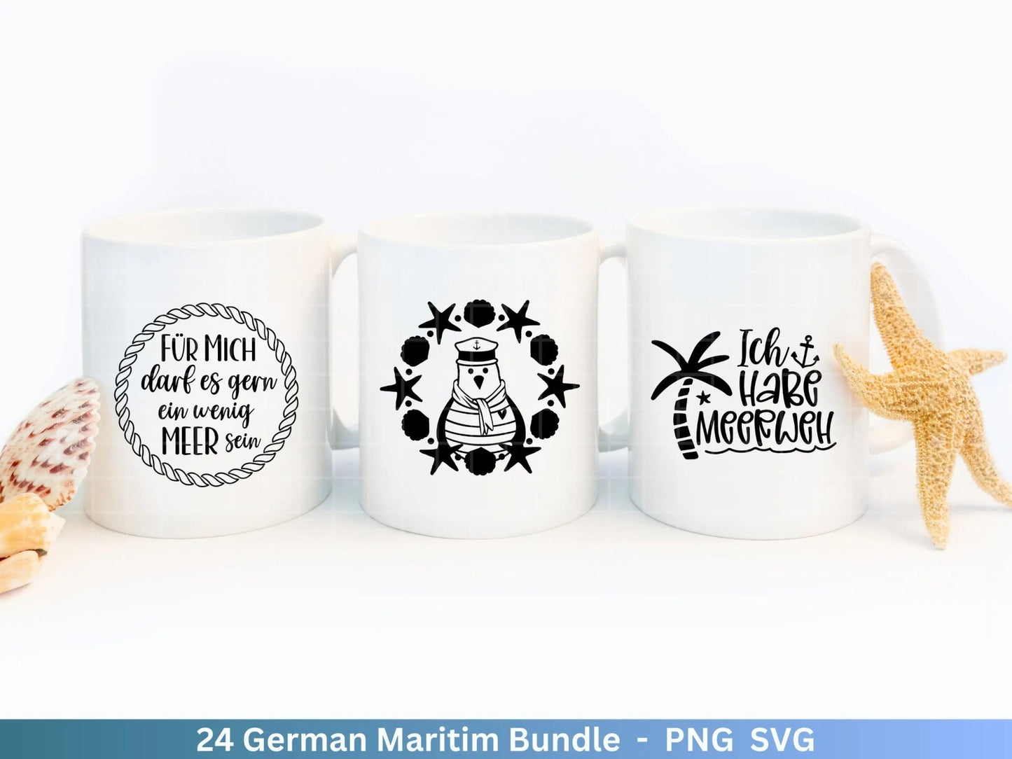 German Nautical Bundle - Moin Plotterdatei - Maritim svg - Nautical Clipart - Leuchtturm svg - Möwen svg - Wilkommen im Norden svg - Cricut