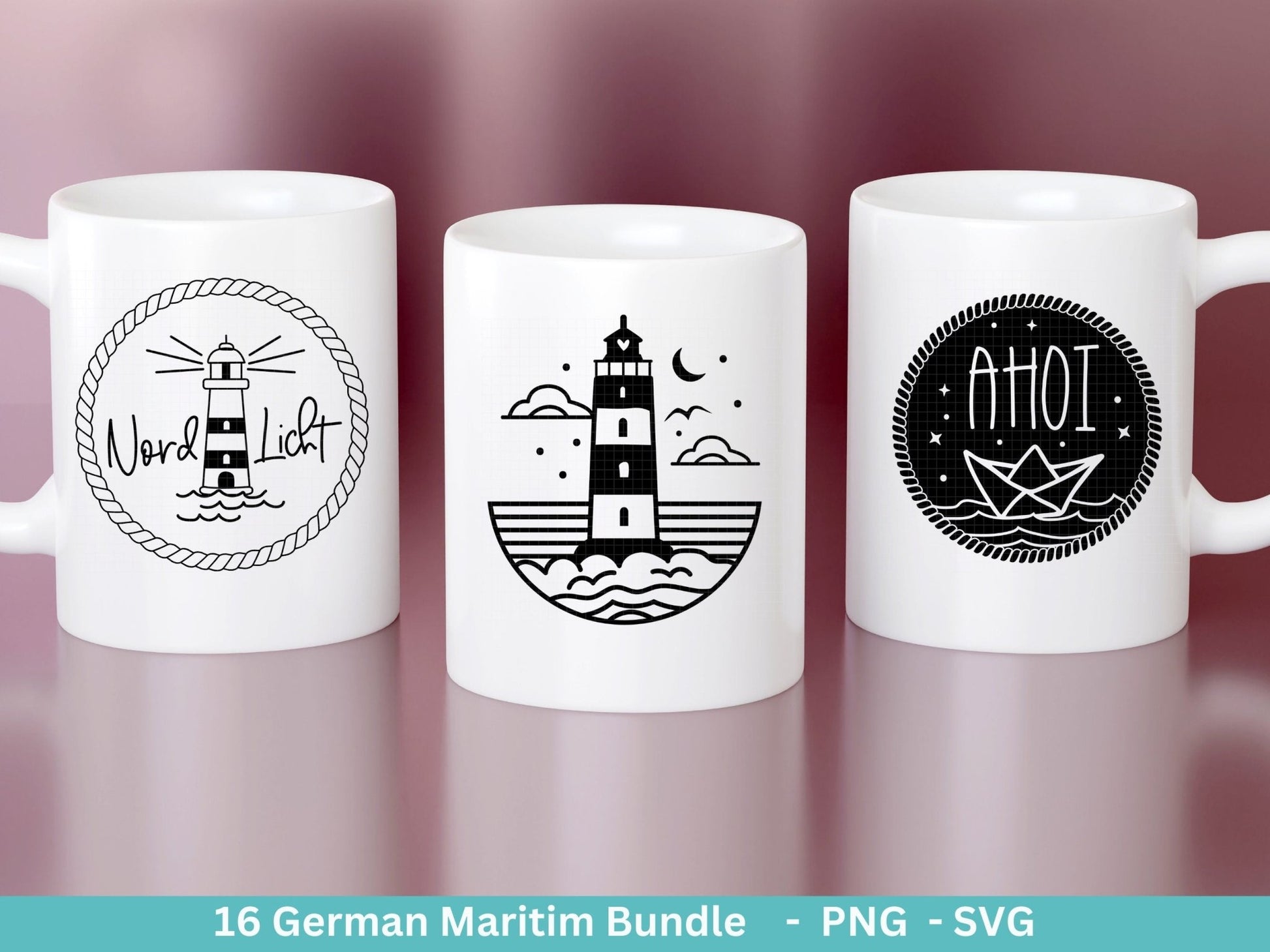 German Nautical Bundle - Moin Plotterdatei - Maritim svg - Nordlicht svg - Leuchtturm svg - Möwen svg - Wilkommen im Norden svg - Cricut - EmidaDesign