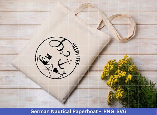 German Nautical Paperboat - Meerliebe Plotterdatei - Maritim svg - Nautical Clipart - Meer svg- Boot svg - Papierboot Herz svg - Cricut svg