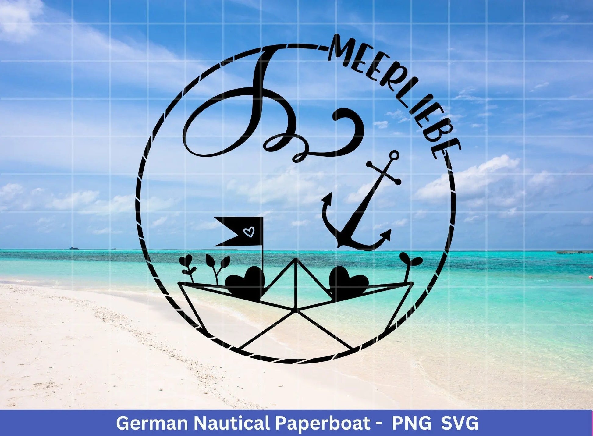 German Nautical Paperboat - Meerliebe Plotterdatei - Maritim svg - Nautical Clipart - Meer svg- Boot svg - Papierboot Herz svg - Cricut svg