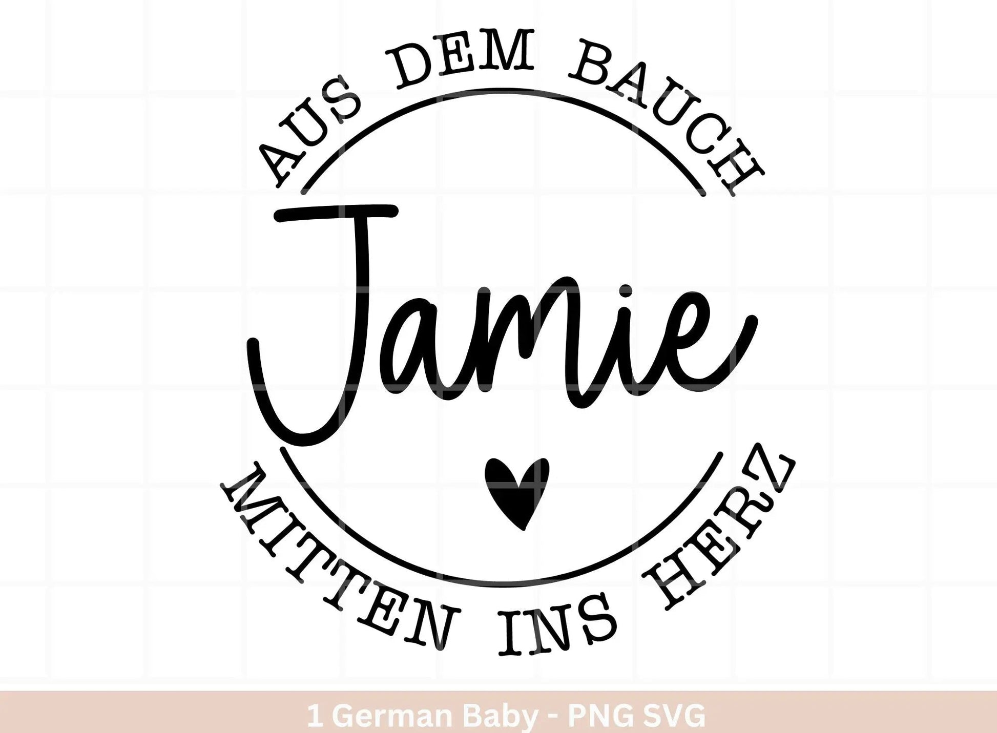 German Plotterdatei - Aus dem Bauch mitten ins Herz Babybody - Baby Shower Geschenk Svg - Vater Geschenk - Vatertag Svg - Cricut - Shirt