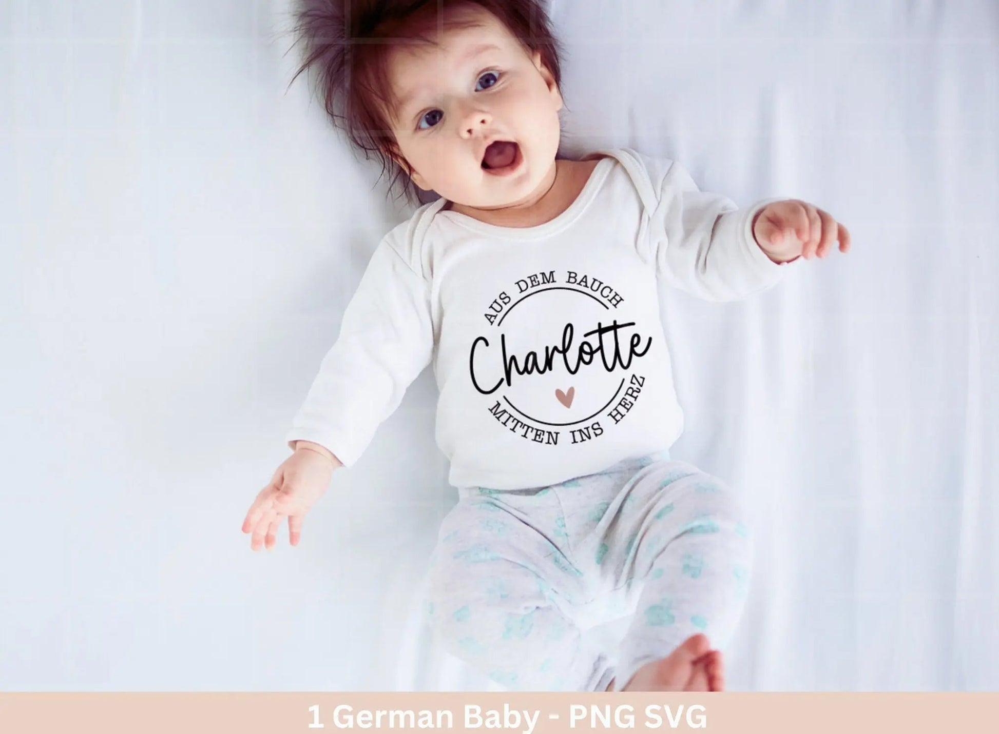 German Plotterdatei - Aus dem Bauch mitten ins Herz Babybody - Baby Shower Geschenk Svg - Vater Geschenk - Vatertag Svg - Cricut - Shirt