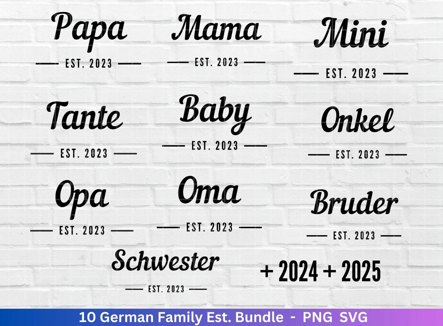 German Plotterdatei - Papa est svg - Mama est svg - Bruder svg - Baby Shower Geschenk Svg - Schwester svg - Oma Opa svg - Tante Onkel svg - EmidaDesign