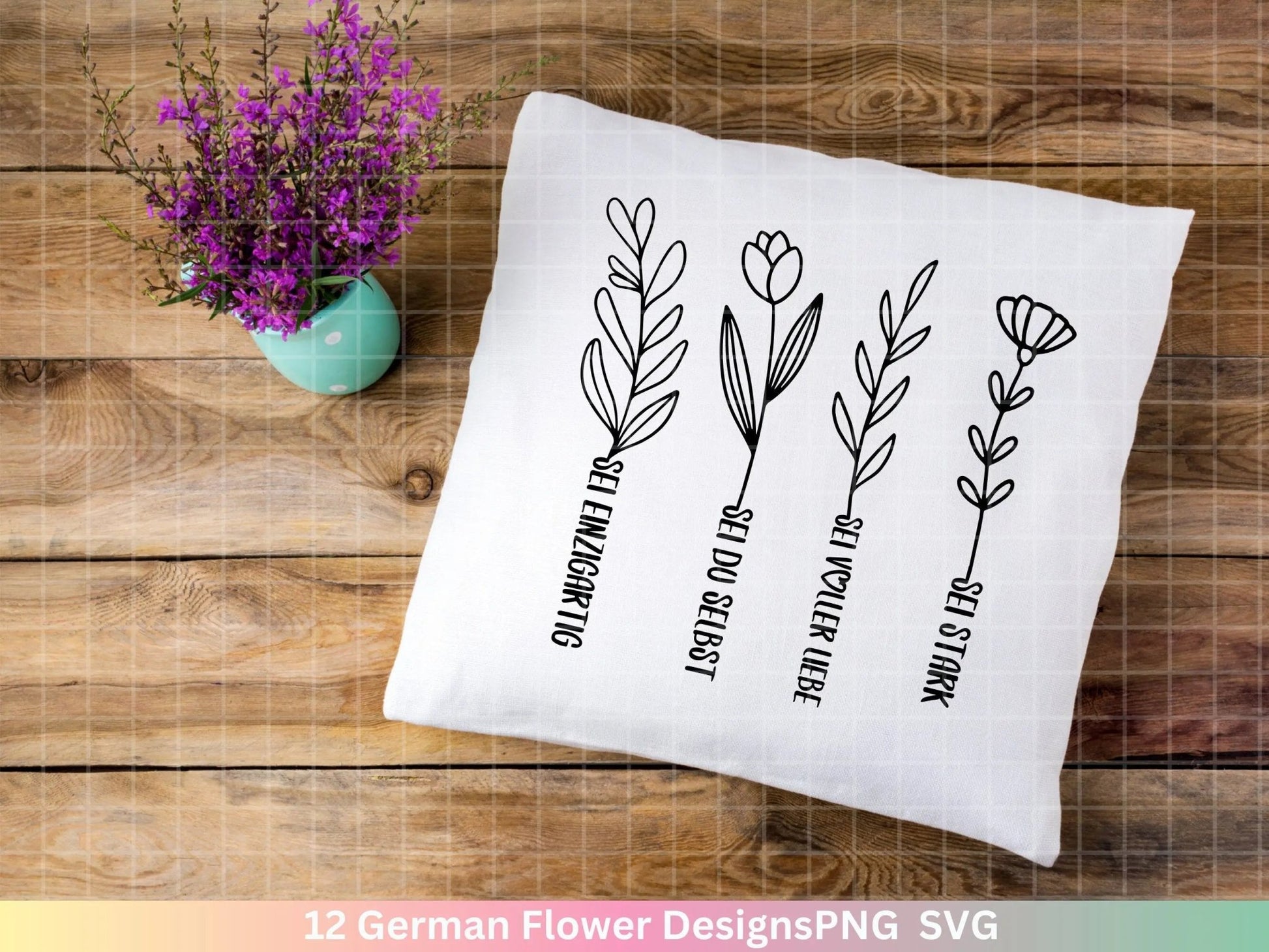 German Plotterdatei Wildblumen , Plotterdatei Blumen, Sei Sprüche svg , Schriftzüge Lieblingsmensch Clipart Botanische Silhouette Laser Cut