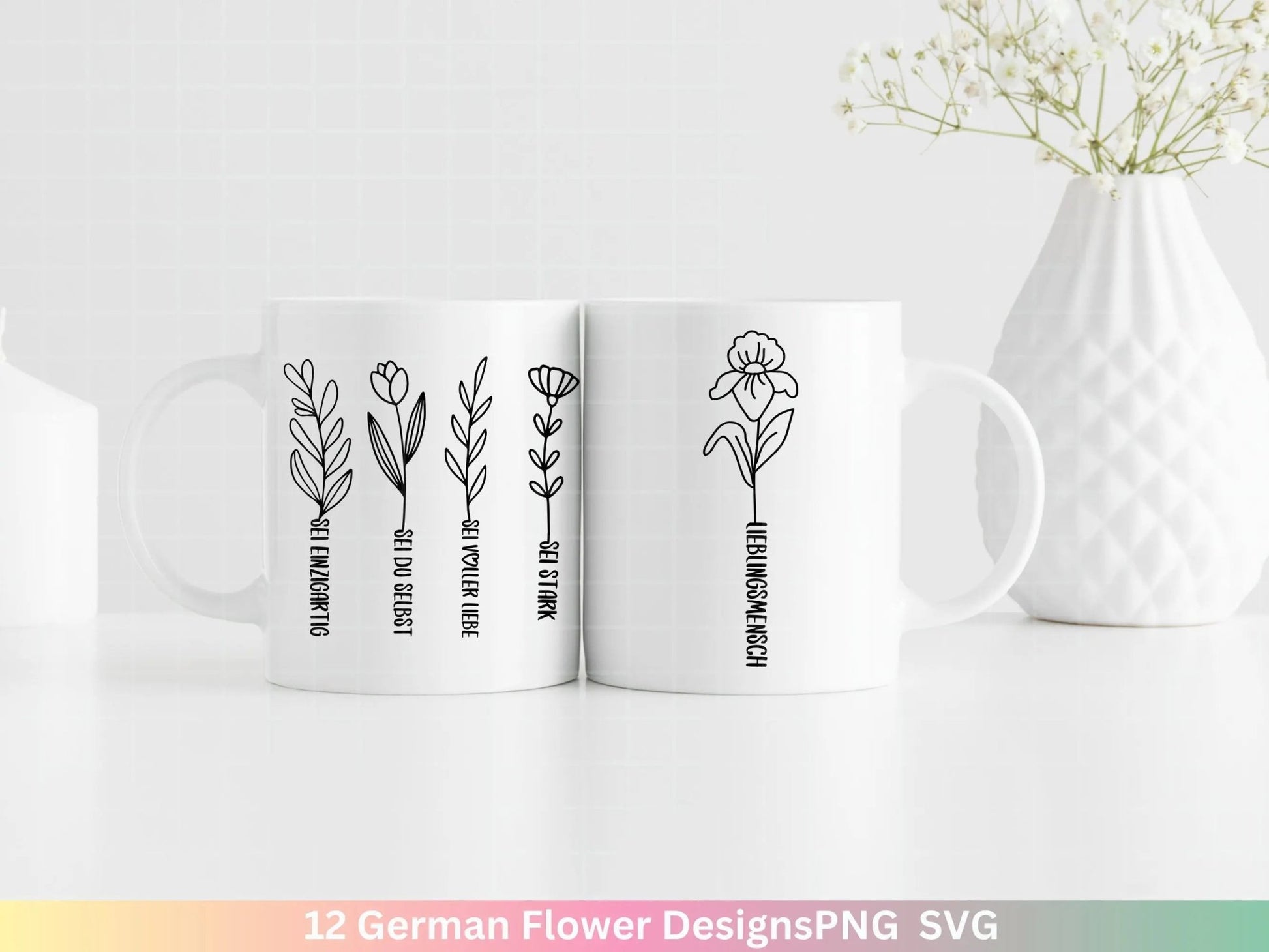 German Plotterdatei Wildblumen , Plotterdatei Blumen, Sei Sprüche svg , Schriftzüge Lieblingsmensch Clipart Botanische Silhouette Laser Cut