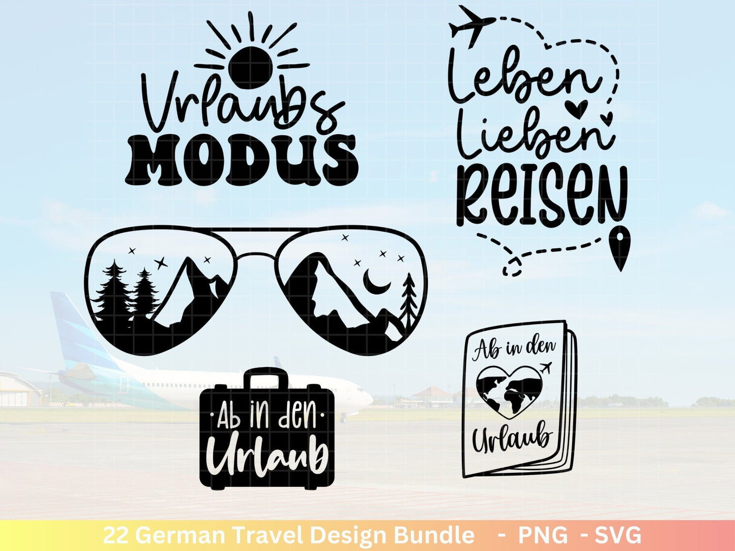 German Reisen Plotterdatei svg png Bundle - Strand svg- Sommer svg - Reisen svg - Cricut Silhouette Studio - Reisen Sprüche - Urlaub svg - EmidaDesign