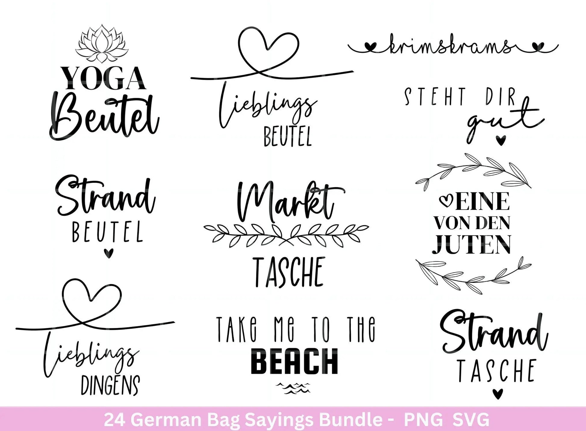 German Sprüche für Beutel Plotterdatei - Taschensprüche Bundle svg - Jutetasche plotten svg - Cricut Silhouette Studio - Eine von den Juten