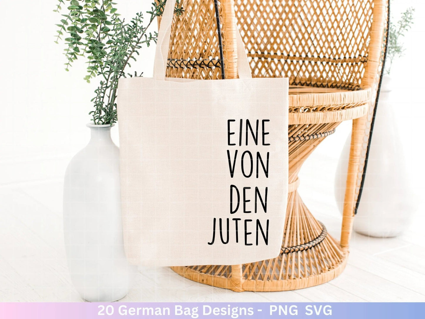 German Sprüche für Beutel Plotterdatei - Taschensprüche Bundle svg - Jutetasche plotten svg - Cricut Silhouette Studio - Eine von den Juten - EmidaDesign