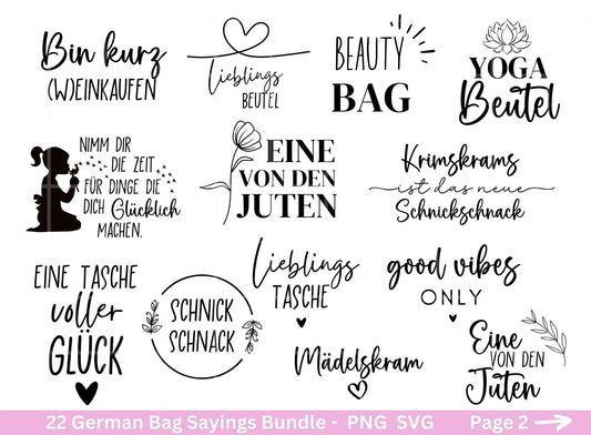 German Sprüche für Beutel Plotterdatei - Taschensprüche Bundle svg - Jutetasche plotten svg - Cricut Silhouette Studio - Eine von den Juten - EmidaDesign