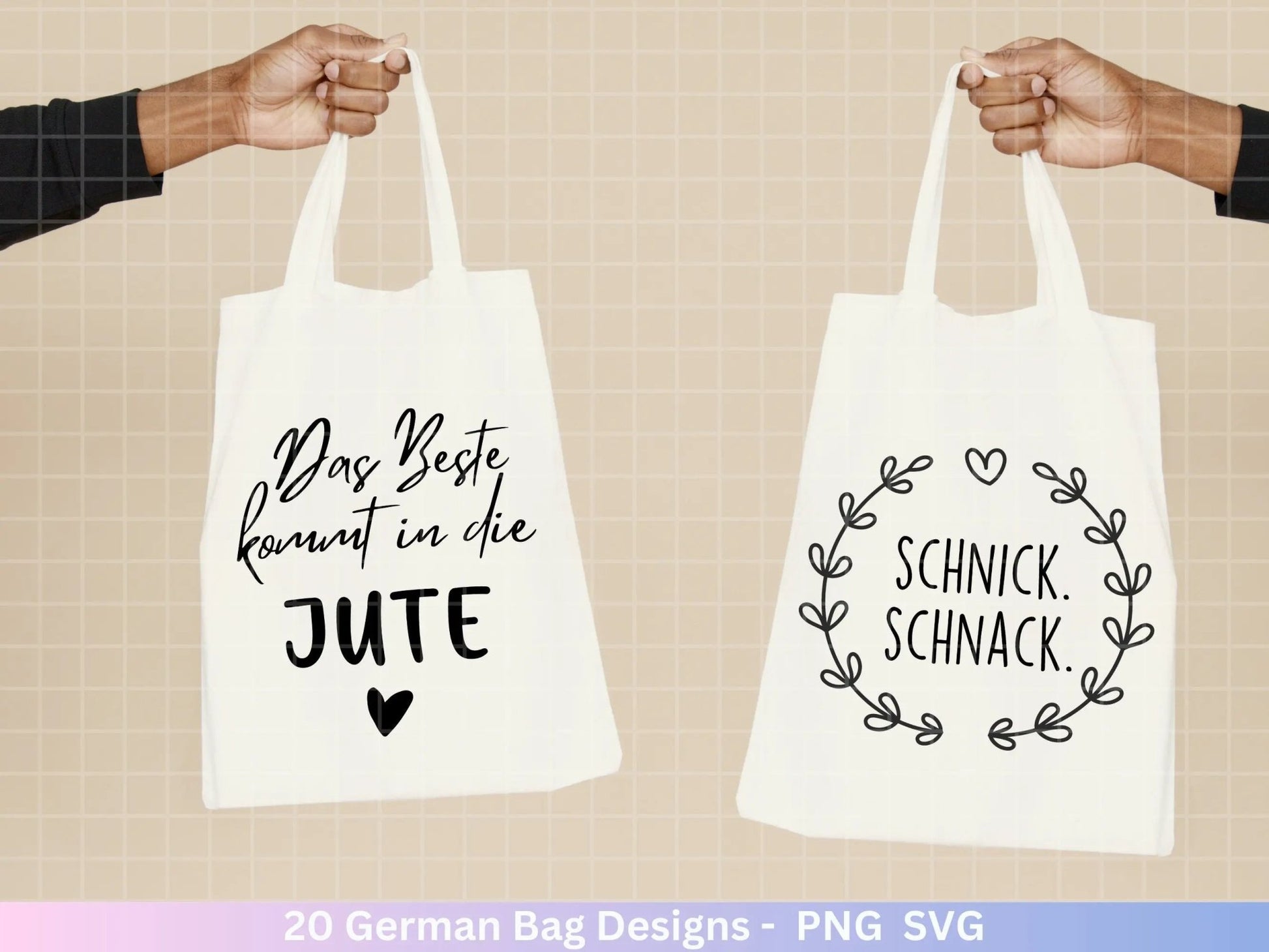 German Sprüche für Beutel Plotterdatei - Taschensprüche Bundle svg - Jutetasche plotten svg - Cricut Silhouette Studio - Eine von den Juten - EmidaDesign