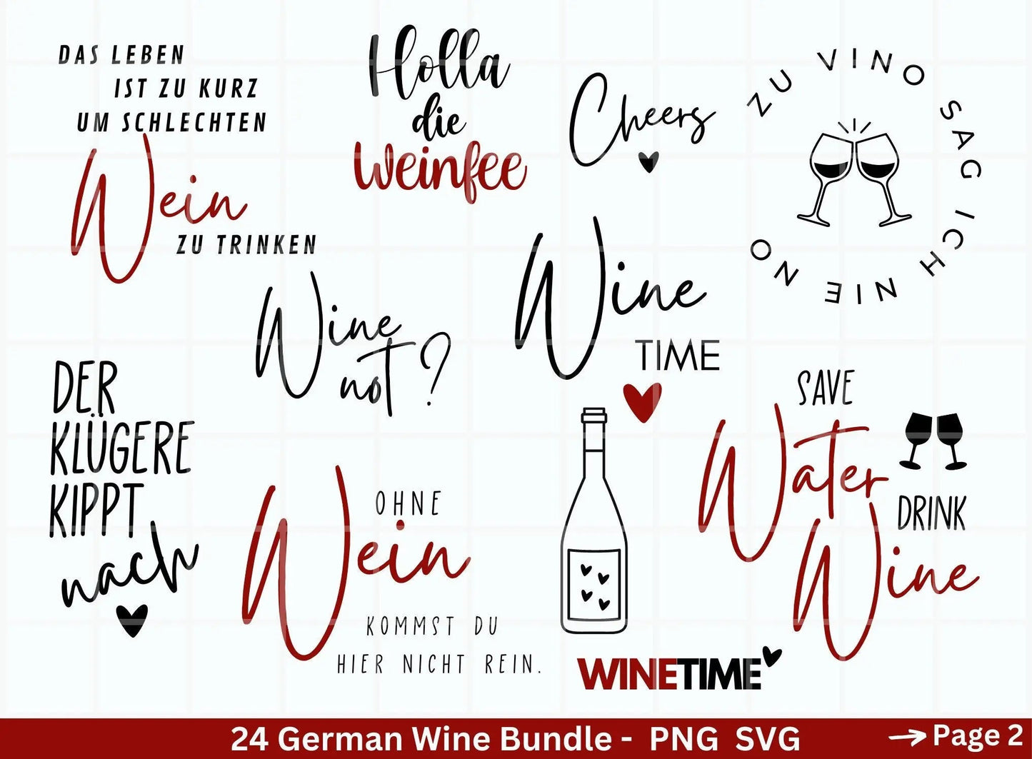 German Wein svg png Bundle - Wine svg - Wine Quote Svg - Cricut Silhouette Studio Plotterdatei - Alcohol svg - Wine Sayings svg - Sprüche - EmidaDesign