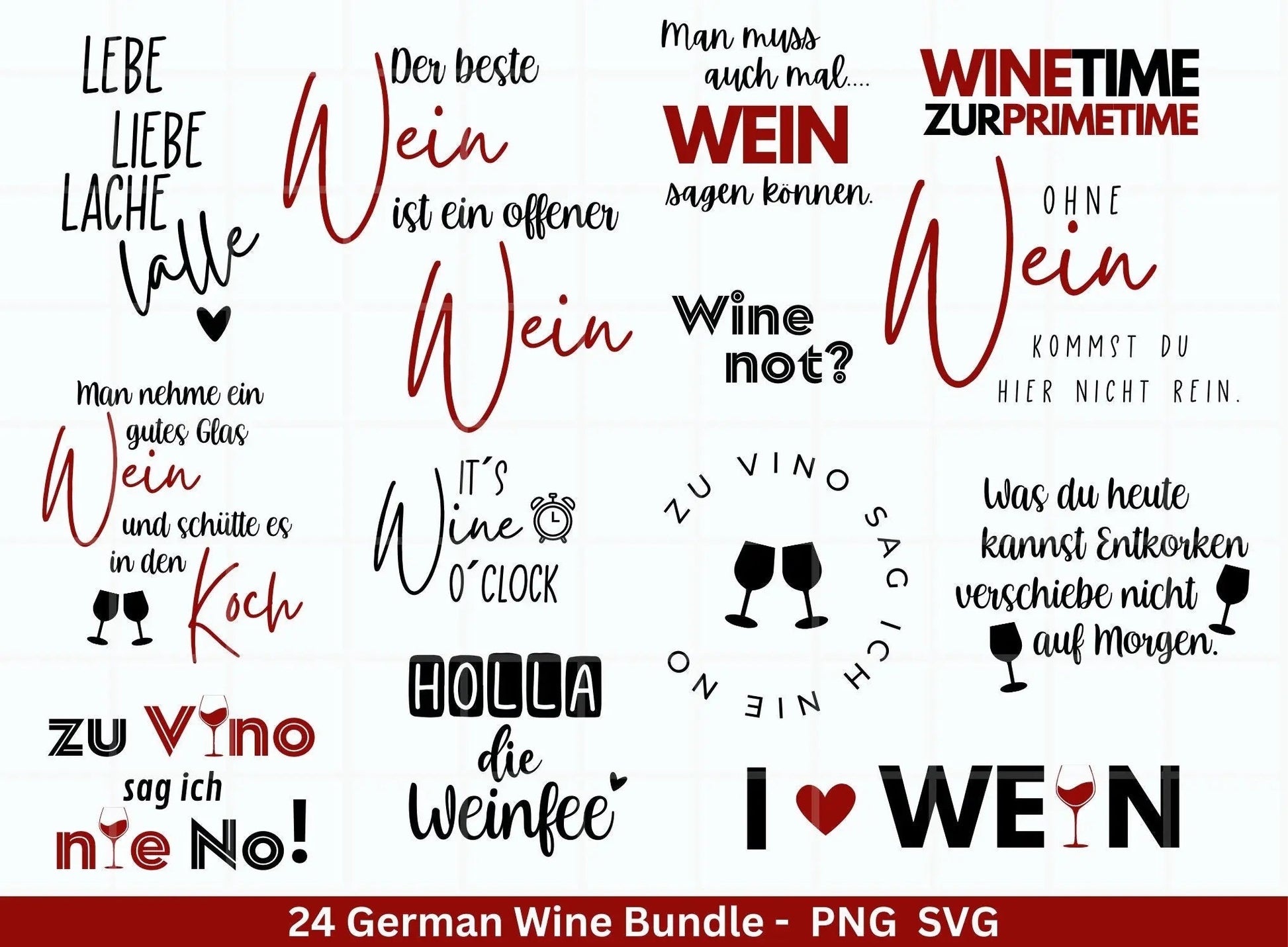 German Wein svg png Bundle - Wine svg - Wine Quote Svg - Cricut Silhouette Studio Plotterdatei - Alcohol svg - Wine Sayings svg - Sprüche - EmidaDesign