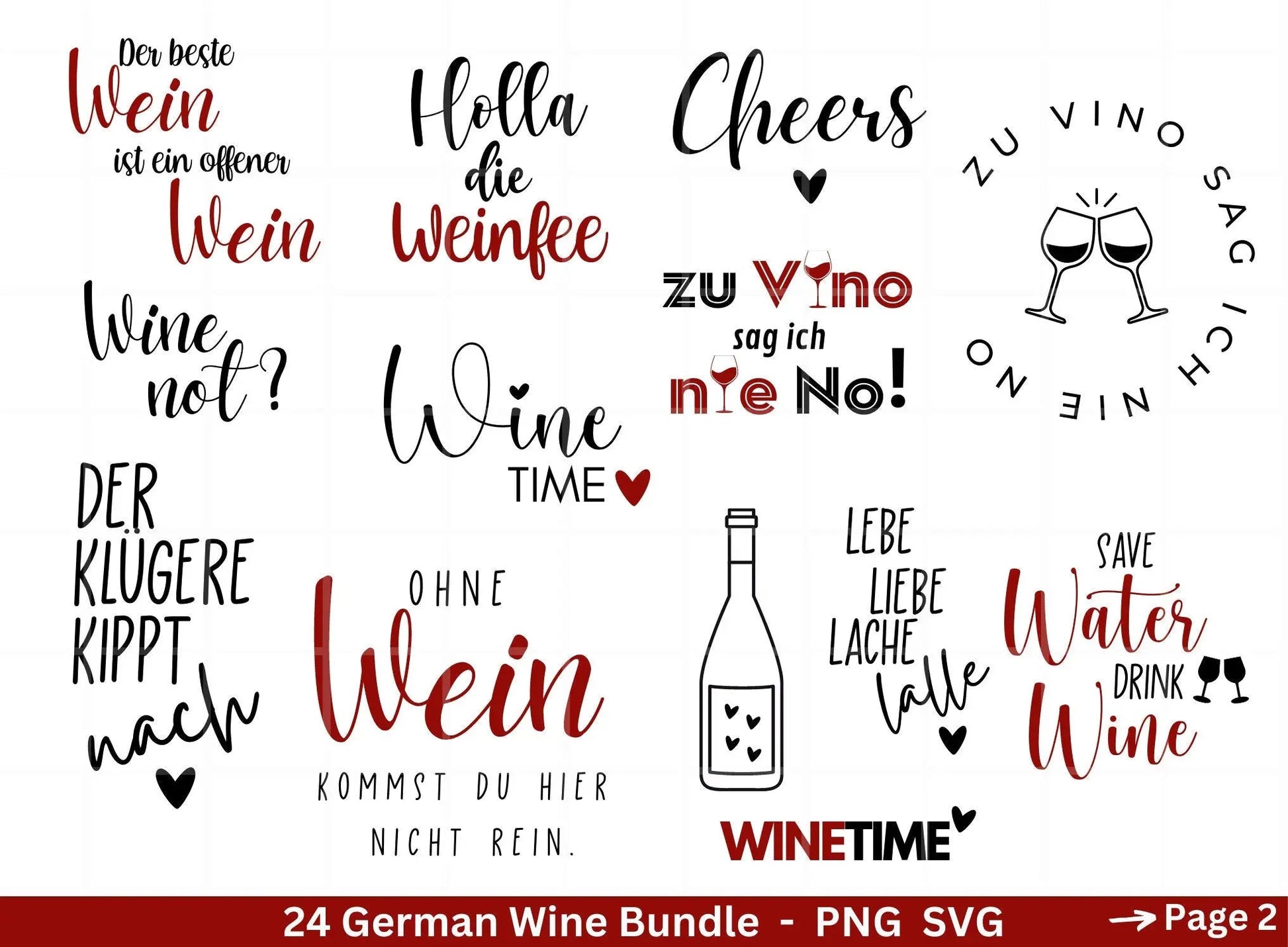 German Wein svg png Bundle - Wine svg - Wine Quote Svg - Cricut Silhouette Studio Plotterdatei - Alcohol svg - Wine Sayings svg - Sprüche - EmidaDesign