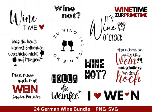 German Wein svg png Bundle - Wine svg - Wine Quote Svg - Cricut Silhouette Studio Plotterdatei - Alcohol svg - Wine Sayings svg - Sprüche - EmidaDesign