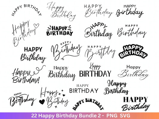 Happy Birthday Plotterdatei Svg png - Schriftzüge Cricut Design Element Silhouette Download Plotten Bundle - Clipart Vinyl Cut File - EmidaDesign