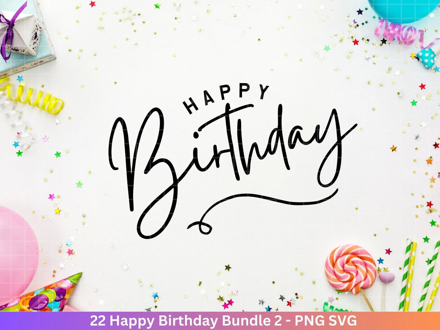 Happy Birthday Plotterdatei Svg png - Schriftzüge Cricut Design Element Silhouette Download Plotten Bundle - Clipart Vinyl Cut File - EmidaDesign