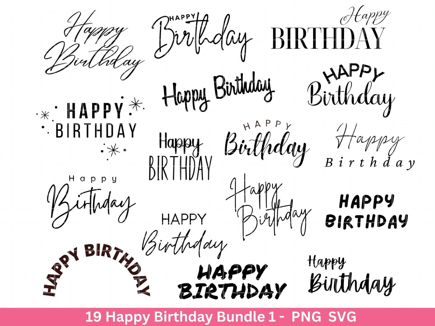 Happy Birthday Plotterdatei Svg png - Schriftzüge Cricut Design Element Silhouette Download Plotten Bundle - Clipart Vinyl Cut File