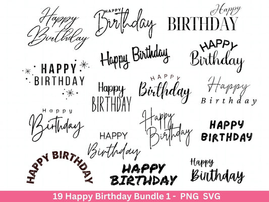 Happy Birthday Plotterdatei Svg png - Schriftzüge Cricut Design Element Silhouette Download Plotten Bundle - Clipart Vinyl Cut File