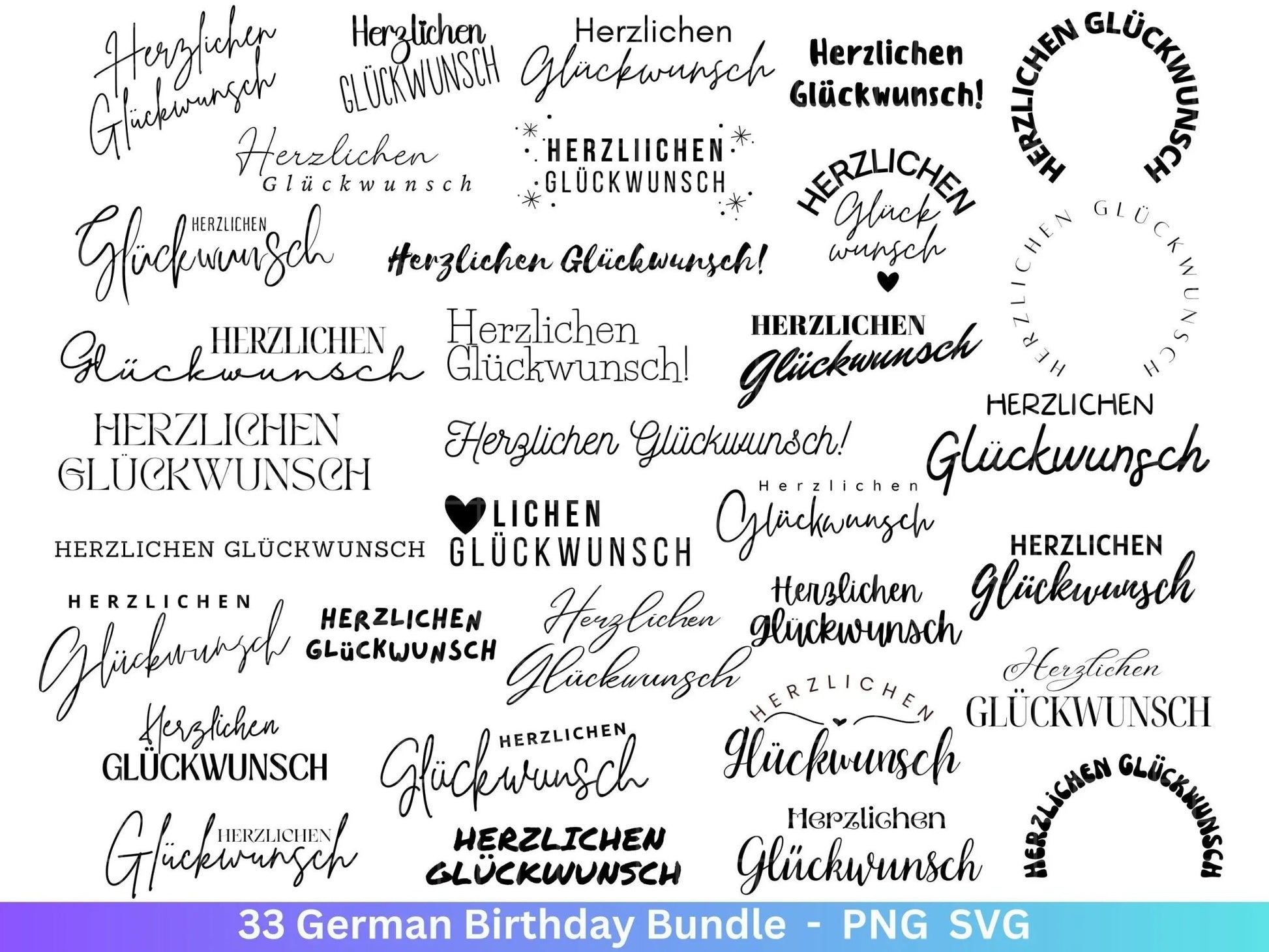 Happy Birthday Plotterdatei Svg png - Schriftzüge Cricut Design Element Silhouette Download Plotten Bundle - Clipart Vinyl Cut File - EmidaDesign