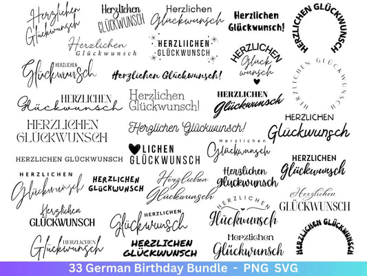 Happy Birthday Plotterdatei Svg png - Schriftzüge Cricut Design Element Silhouette Download Plotten Bundle - Clipart Vinyl Cut File - EmidaDesign