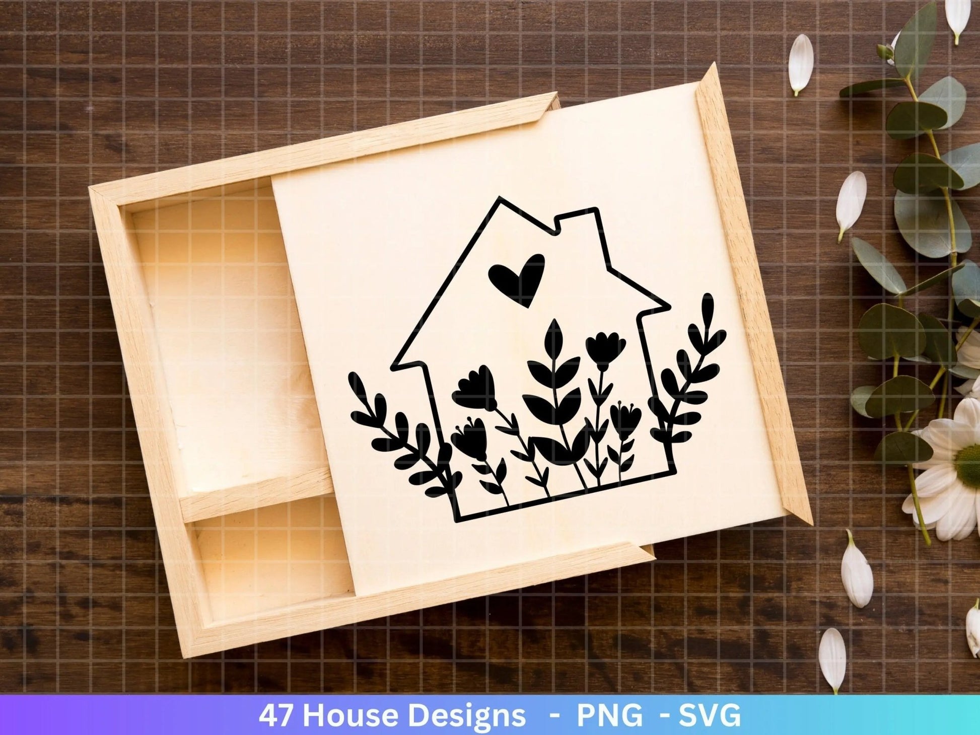 Häuser Plotterdateien Svg Png - Plotterdatei Home - Weihnachten Häuser svg - Blumen Häuser - Silhouette Cricut Download - Home Bundle - EmidaDesign