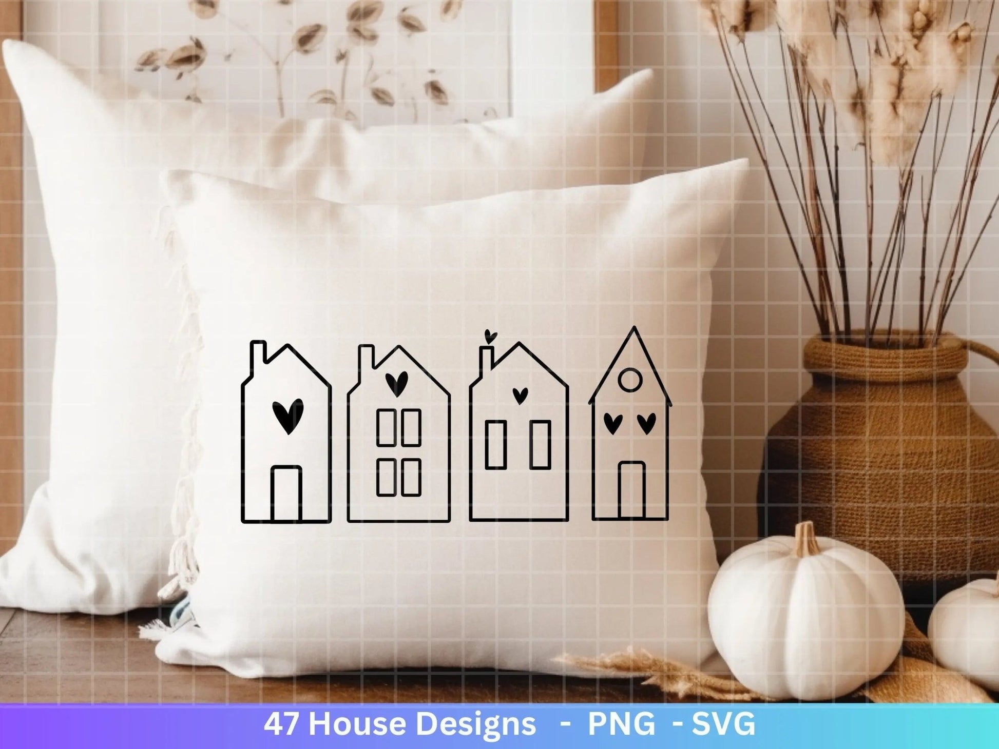 Häuser Plotterdateien Svg Png - Plotterdatei Home - Weihnachten Häuser svg - Blumen Häuser - Silhouette Cricut Download - Home Bundle - EmidaDesign