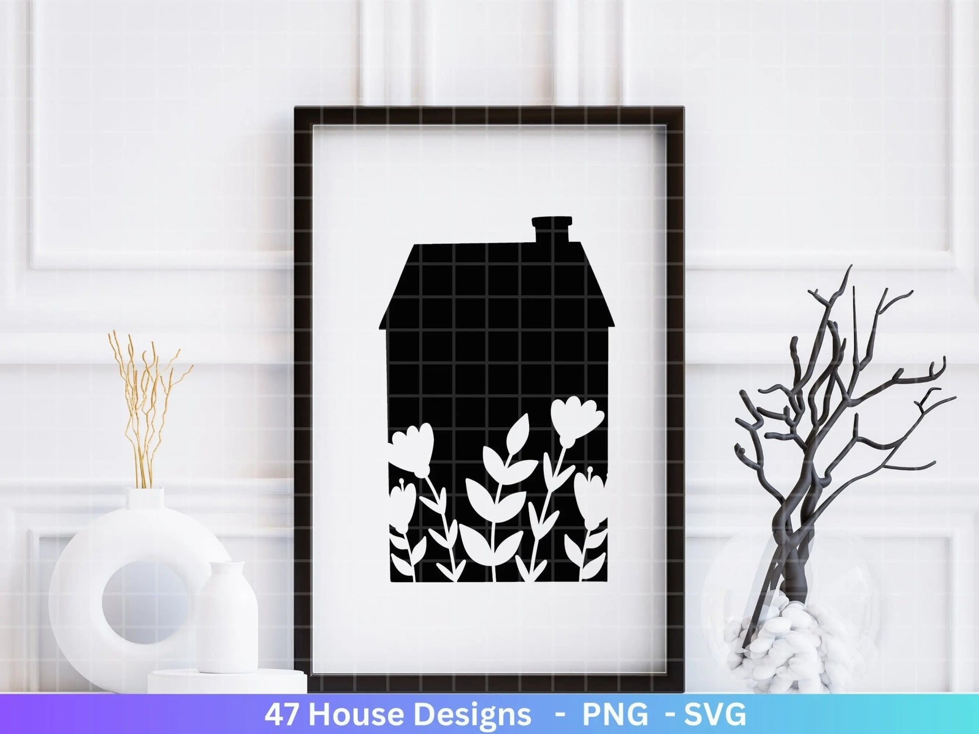 Häuser Plotterdateien Svg Png - Plotterdatei Home - Weihnachten Häuser svg - Blumen Häuser - Silhouette Cricut Download - Home Bundle - EmidaDesign