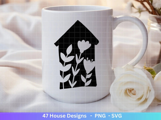 Häuser Plotterdateien Svg Png - Plotterdatei Home - Weihnachten Häuser svg - Blumen Häuser - Silhouette Cricut Download - Home Bundle - EmidaDesign