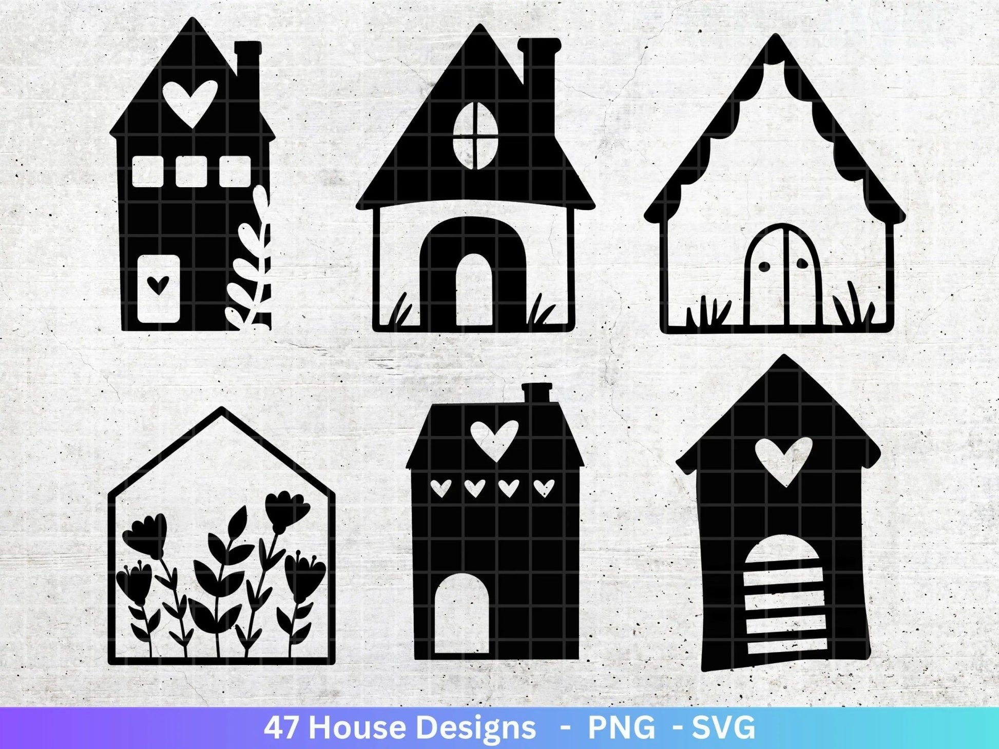 Häuser Plotterdateien Svg Png - Plotterdatei Home - Weihnachten Häuser svg - Blumen Häuser - Silhouette Cricut Download - Home Bundle - EmidaDesign