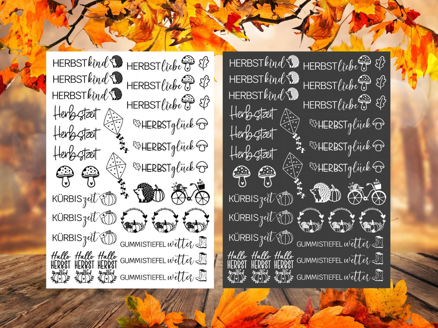 Herbst PDF - Kerzentattoo Vorlage - Kerzen selbst gestalten - Kerzensticker Herbstlicht - Herbstliebe - Herbstkind - Hallo Herbst - Rub Ons - EmidaDesign