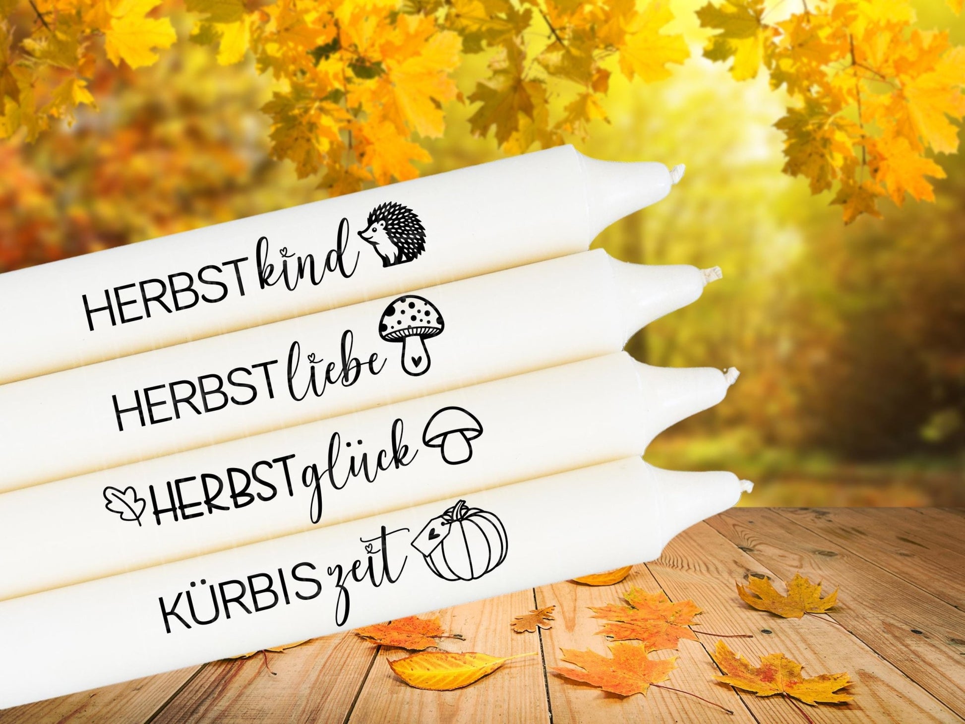 Herbst PDF - Kerzentattoo Vorlage - Kerzen selbst gestalten - Kerzensticker Herbstlicht - Herbstliebe - Herbstkind - Hallo Herbst - Rub Ons - EmidaDesign