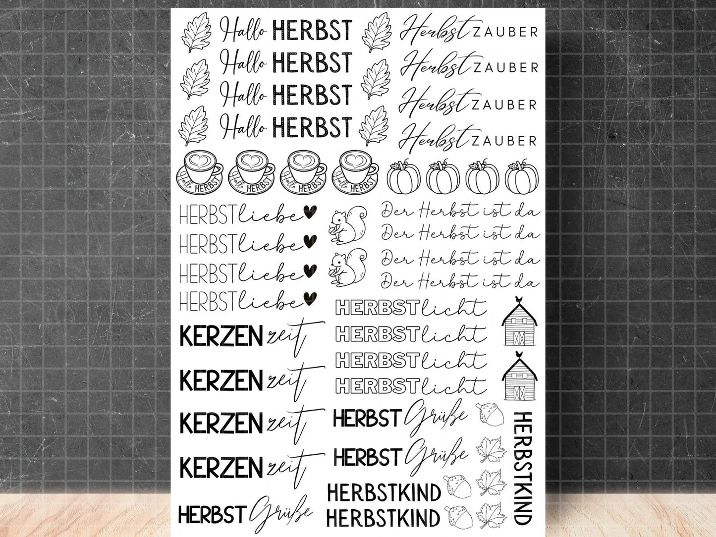 Herbst PDF Vorlage - Kerzen Tattoo Vorlage - Kerzen selbst gestalten - Kerzensticker Herbstlicht - Herbstliebe - Herbstkind - Hallo Herbst - EmidaDesign