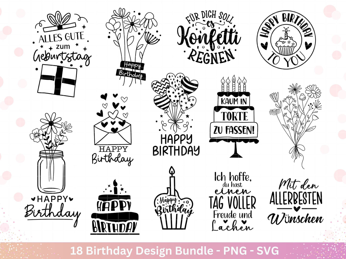 Plotterdatei Geburtstag - Geburtstagssprüche svg- Geburtstag svg- Cricut Silhouette - Geburtstag Schriftzüge - Digistamp - Laserdatei