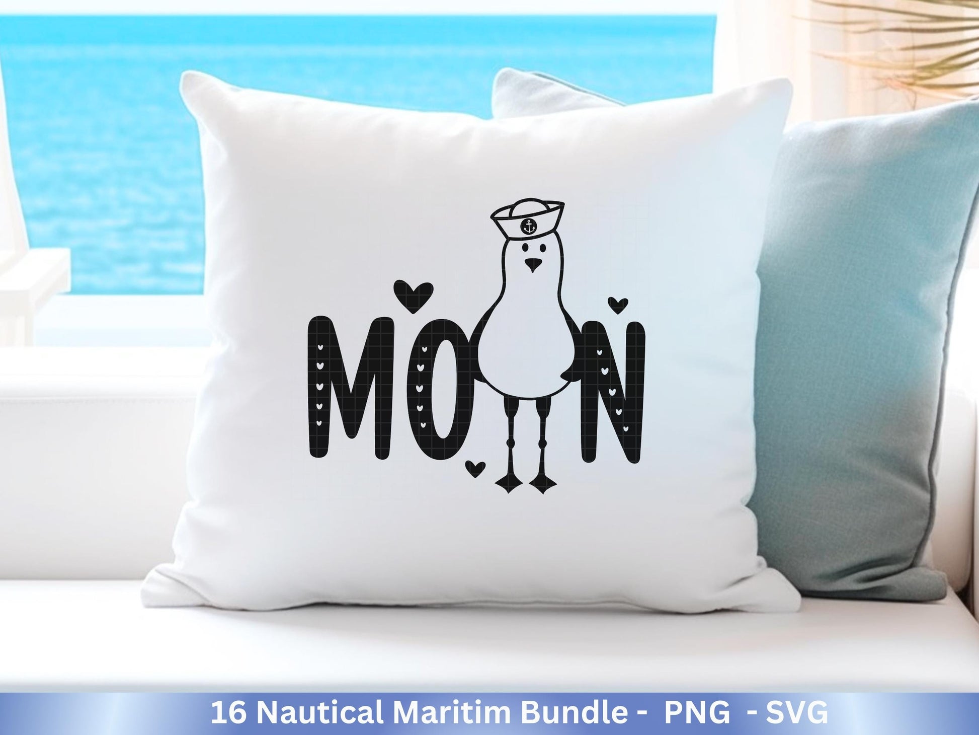 Plotterdatei Maritim - Moin Svg - Maritim Svg - Maritim Clipart - Leuchtturm Svg - Möwen Svg - Nordsee Svg - Ostsee Svg - Laserdatei Möwe