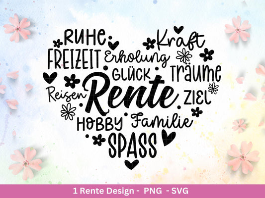 Deutsche Plotterdatei Rente - Rentner Sprüche - Geschenk zur Rente - Herz svg - Ruhestand svg - Deutsche Sprüche - Laserdatei - Cricut