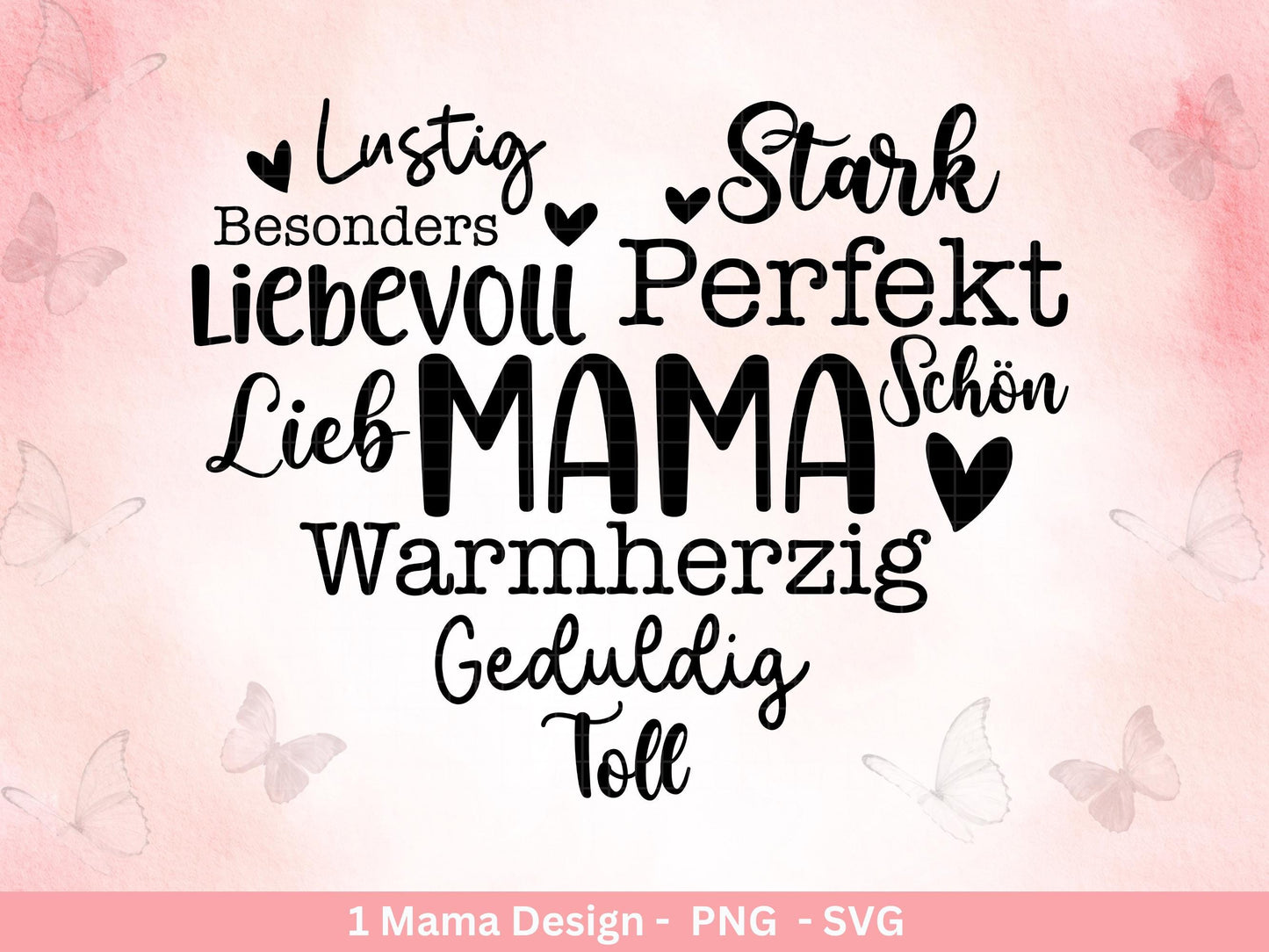 Plotterdatei Mama - Muttertag Svg - Mama svg - Deutsche Sprüche - Herz svg - Plotterdatei Liebe - Laserdatei Mama - Geschenk Mama - Cricut