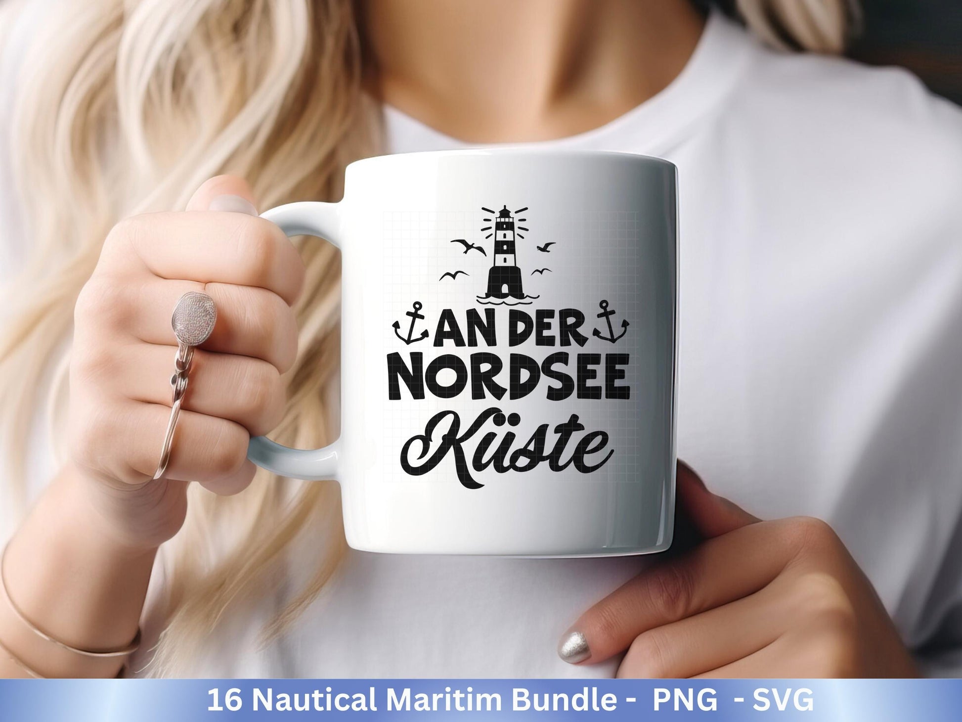 Plotterdatei Maritim - Moin Svg - Maritim Svg - Maritim Clipart - Leuchtturm Svg - Möwen Svg - Nordsee Svg - Ostsee Svg - Laserdatei Möwe