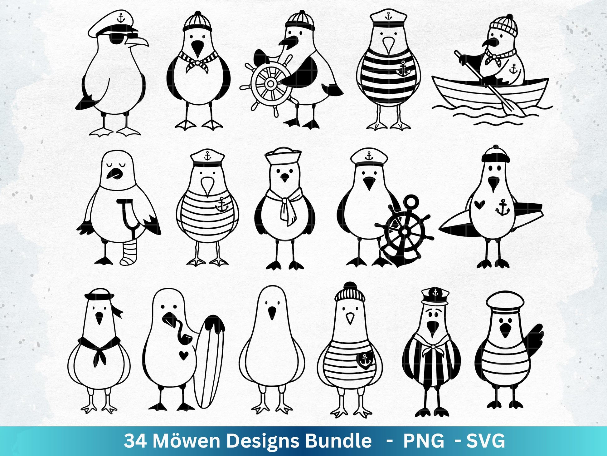 Plotterdatei Möwe - Moin Seemann - Möwe Svg - Maritime Svg - Sommer Plotterdatei - Clip Art Möwe - Seefahrt - Laserdatei Möwe - Urlaub Svg