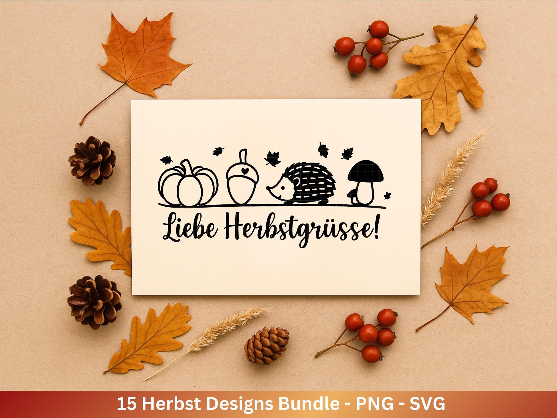 Plotterdatei Herbst - Herbst svg - Herbstkranz - Herbst Herz svg - Laserdatei Herbst - Kürbis svg - Igel svg - Pilz svg - Herbstsprüche Svg