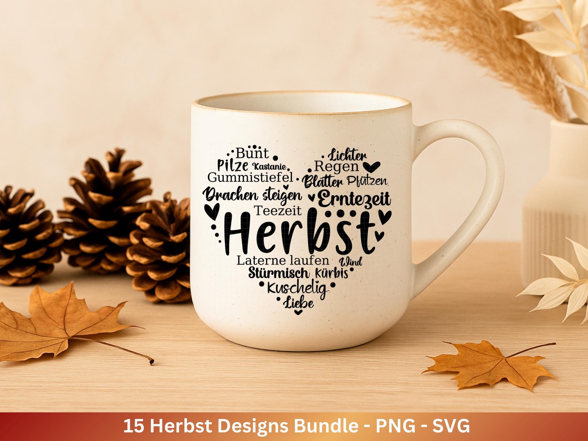 Plotterdatei Herbst - Herbst svg - Herbstkranz - Herbst Herz svg - Laserdatei Herbst - Kürbis svg - Igel svg - Pilz svg - Herbstsprüche Svg