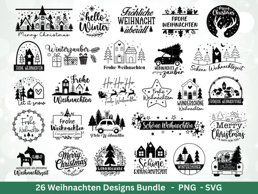 Plotterdatei Weihnachten Svg , Weihnachtshäuser Svg - Weihnachten Laserdatei - Home Svg - Cricut Svg - Weihnachten Bundle - Deutsche Sprüche