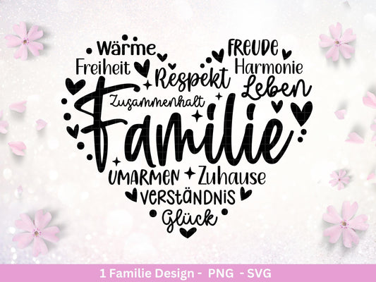 Deutsche Plotterdatei Familie- Plotterdatei Herz svg - Familie svg - Deutsche Sprüche svg - Plotterdatei Geschenk- Cricut - Herz Design