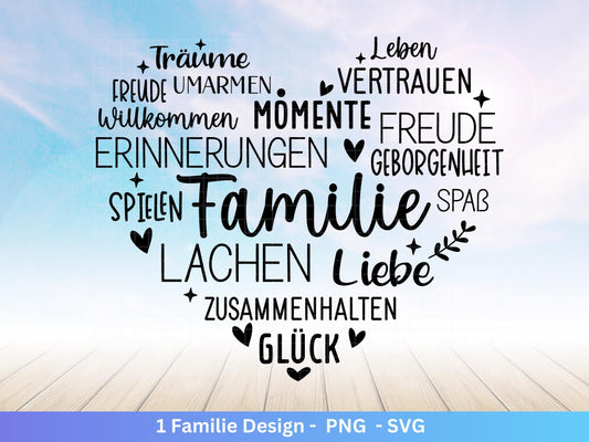 Plotterdatei Familie- Plotterdatei Herz svg - Familie svg - Deutsche Sprüche svg - Plotterdatei Geschenk- Cricut - Herz Svg - Vatertag Svg