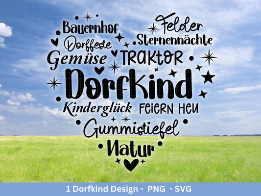 Deutsche Plotterdatei Dorf - Dorfliebe Svg - Herz Svg - Bauernhof svg - Cricut Silhouette - Dorfliebe Zitate - Dorfleben svg - Dorfkind Svg