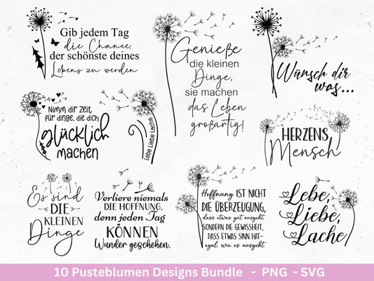 Pusteblumen Plotterdatei - Pusteblumen Svg - Deutsche Sprüche - Motivierende Sprüche Svg -Freundschaft Laserdatei - Cricut Silhouette Studio
