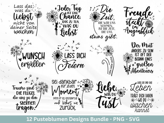 Pusteblumen Plotterdatei - Pusteblumen Svg - Deutsche Sprüche - Motivierende Sprüche Svg -Freundschaft Laserdatei - Cricut Silhouette Studio