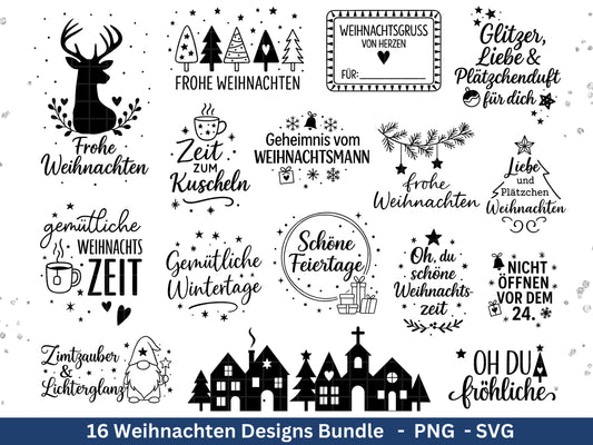 Weihnachten Plotterdatei Svg-Bundle, Weihnachtshäuser, Weihnachten Svg , Weihnachten Laser Svg , Deutsche Svg - Cricut Svg - Weihnachtsdeko